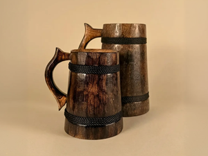 Viking Style <b>Wooden</b> Beer Mug Custom Size Eco Friendly Handgrip <b>Tankard</b> FAIZA CRAFT CE Certified Microwave Safe for Home Bar - Product Image 3