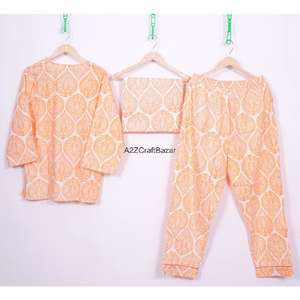 Conjunto de Pijama de Mujer, Hecho a Mano, de Lujo, Romántico, con Estampado Floral, Manga Tres Cuartos, Cuello en V, Cintura Elástica, 100% Algodón, Suave y Transpirable - Product Image 5