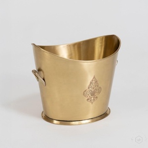 Seau à champagne Fleur de Lys en laiton, refroidisseur à vin artisanal grande capacité, refroidisseur de boissons de luxe pour fêtes et réceptions - Product Image 2