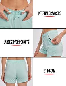 Shorts de Yoga de Cintura Alta Personalizados para Mujer, Control de Abdomen, Sin Costuras, Transpirables, para Gimnasio, con Bolsillos, Color Sólido - Product Image 5