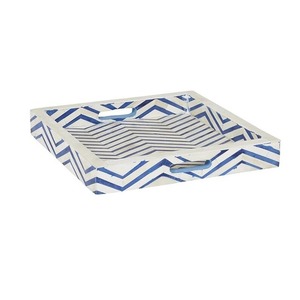 Bone Serving <b>Tray</b> with Floral Resin and Bone Inlay Disposable Stocked Square Polished Classic Design for <b>Kitchen</b> Decor - Product Image 1