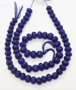 Cuentas de Cuarzo Azul Talladas a Mano en Forma de Calabaza, 9-11 mm, Cuentas de Cuarzo Azul en Forma de Rondelle de Calabaza para la Fabricación de Joyas - Product Image 3