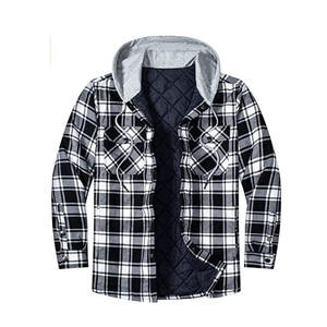 Customizable Front Logo Hooded <b>Flannel</b> <b>Jacket</b> for Men-Streetwear Outdoor Use - Product Image 3