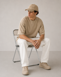 เสื้อยืดคอกลมผ้าฝ้ายสีเบจขนาดใหญ่สำหรับผู้ชาย, เสื้อยืดเปล่า Tiruppur - Product Image 2