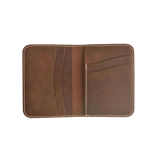 <b>Men's</b> Genuine Leather Slim <b>Wallet</b> With Striped Lining Fold Closure Card Holder Short Length Minimalist Design - Product Image 6