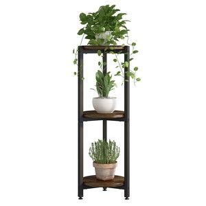 Sheesham Wood 3-Tier Plant Stand | Hand-Carved Corner <b>Planter</b> Wholesale India - Product Image 1