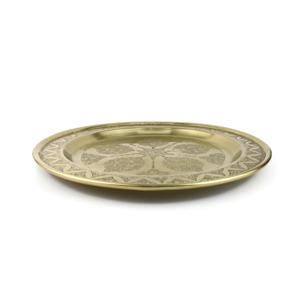 Assiette de service en laiton faite à la main pour la cuisine et la restauration hôtelière, assiette ronde en métal couleur antique, plateau de service. - Product Image 4