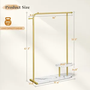 High Quality Handmade Clothes <b>Rack</b> Heavy Duty Iron Garment Display FurnitureSingle Tier Iron <b>Storage</b> Basket <b>Wall</b>-Mounted - Product Image 2