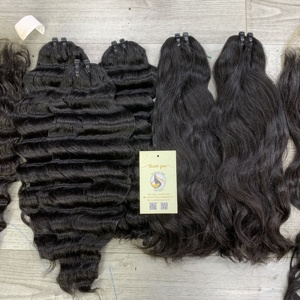 Natural ondulado Natural negro crudo profundo ondulado doble dibujado 2x6 HD Cierre de encaje genio trama Paquete de pelo vietnamita cabello humano - Product Image 4