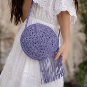Hot Sale Crochet Summer Beach Handmade Shoulder Bag Bohemian Vintage Style Sling <b>Square</b> Sea Grass Purple Snap Closure for Women - Product Image 1