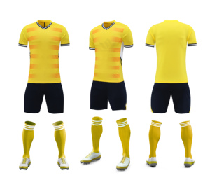 Maillot de football sublimé pour homme, bleu marine rayé, col en V, manches courtes, anti-humidité, séchage rapide, uniforme de football personnalisé pour équipe - Product Image 5