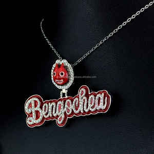 Collier avec pendentif en argent 925 Starling personnalisé Moissanite personnalisé en émail rouge foncé - Product Image 2