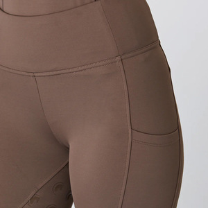 Leggings de equitación de algodón y silicona transpirables de alta calidad con cierre de gancho y barra, de talle alto para competición ecuestre - Product Image 5