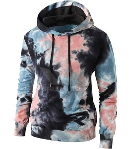 Sweat-shirt à capuche unisexe Tie-Dye avec logo frontal, coupe classique, en polyester tricoté, décontracté, pour l'automne, avec poche - Product Image 1