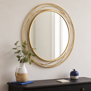 Gold Round Wall Mirror Decorative Metal Ring Frame Modern Luxury Home Living Room Bedroom Entryway Decor for Wall Hanging - Product Image 4