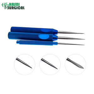Kit de 3 instruments chirurgicaux manuels en acier inoxydable, droits et courbés, à pointe, certifiés CE, pour la réparation cutanée - Product Image 2