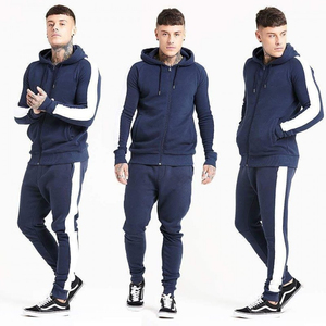 Ensemble de survêtement sportif pour homme, couleur unie, avec cordon de serrage, sweat-shirt à manches longues et pantalon de jogging, respirant, en polyester - Product Image 3
