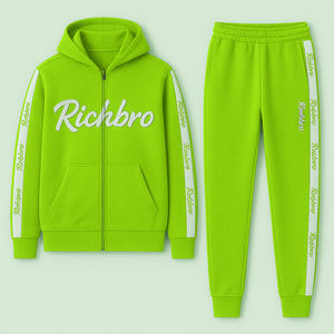 Conjunto de chándal de gran tamaño | Estilo Streetwear | Chándal de entrenamiento con cremallera completa de fábrica OEM ODM para chándales personalizados de marca blanca - Product Image 5