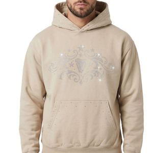 เสื้อฮู้ดดี้ผู้ชายประดับเพชรหรูหรา ผ้าฝ้ายฟลีซหนานุ่ม สตรีทแวร์ สกรีนโลโก้ได้ ทรงปกติ คุณภาพสูง ขายส่ง - Product Image 2