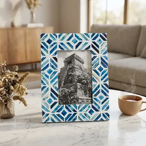 Handmade Blue Geometric Resin Eco-Friendly Durable Vertical Wall <b>Mount</b> <b>Photo</b> <b>Frame</b> Modern Luxury Look Picture Holder - Product Image 5