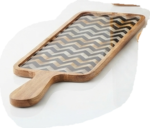 Plateau de service rectangulaire en bois peint à la main pour fromage, sushi, pain, présentation de plats lors de fêtes, sur table à manger, pour aliments et en-cas - Product Image 6