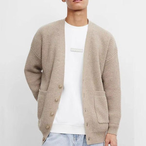 Cardigan en laine tricoté slim fit pour homme, col en V, manches longues, couleur unie, fermeture boutonnée, idéal pour l'automne, anti-boulochage - Product Image 5