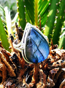 Natural Labradorite Ring 925 Sterling Silver Blue Fire Labradorite Gemstone Blue Flash Stone Ring Unique Gift for Her - Product Image 6