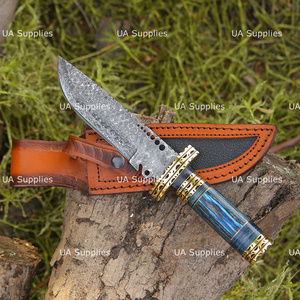 Couteau de chasse à lame fixe en acier Damas, OEM disponible, étui en cuir, tranchant comme un rasoir, pour camping en extérieur, pointe tombante, épaisseur 0,5 mm, garantie 1 an - Product Image 3