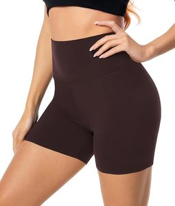 Shorts cyclistes taille haute pour femme, couleur unie, extensibles, style sportif, tricotés sans couture, taille élastique - Product Image 1