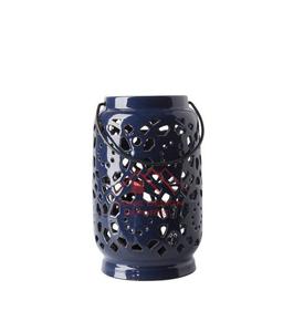 Lanterne à bougie en métal faite à la main avec finition émail brillant - Product Image 1