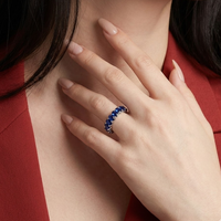Hızlı teslimat takı özel tasarım High End platin beyaz altın hindistan tam Oval safir taş aşk yüzüğü Band Lady için
