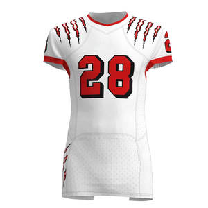 Camiseta de Fútbol Americano Personalizada, Uniforme de Entrenamiento de Malla Sublimada, Camiseta de Práctica con Estampado de Camuflaje Rojo, Número Impreso, Manga Corta, Corte Ajustado - Product Image 3