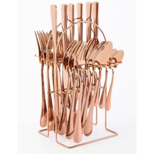 Juego de Cubiertos de Lujo en Oro Rosa, Juego de Cubiertos de Acero Inoxidable 410 de Primera Calidad, Aptos para Lavavajillas, Acabado Pulido Espejo, Vajilla para Restaurante - Product Image 3