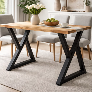 Pieds de table en métal traditionnels 28x18 pouces pour meubles de salle à manger, base de table, capacité de charge de 1000 lb, pieds de banc industriels DIY EDPTBL001 - Product Image 1