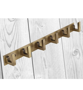 Perchero Metálico de Pared con 5 Ganchos Dobles, Acabado en Latón, Perchero Resistente para Ropa, Sombreros, Bolsos, Toallas y Llaves - Product Image 5