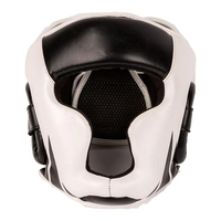 Protège-tête de boxe en cuir respirant rouge résistant aux chocs pour adultes avec fermeture auto-agrippante et 16-20 aérations, protection faciale
