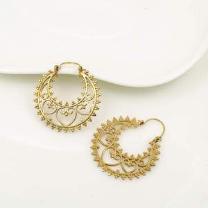 Boucles d'oreilles créoles en laiton plaqué or pour femme, style bohème, bijoux fantaisie, boucles d'oreilles tendance - Product Image 1