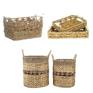 SWIRL Collection Organizer <b>Kitchen</b> <b>Tray</b> Seagrass Water Hyacinth <b>Tray</b> Storage Basket Set Holder Home Décor - Product Image 1