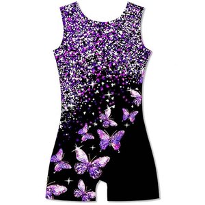 Top de Tirantes con Estampado de Mariposas Moradas para Mujer, Informal, de Verano, sin Mangas, Cuello Redondo, Corto, 100% Poliéster Elástico, Tejido de Punto - Product Image 2