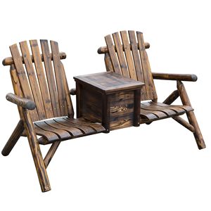 Divanetto Rustico in Legno con Porta Ghiaccio per Esterni, Resistente alle Intemperie - Product Image 1