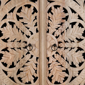 Armoire en bois de manguier pour chambre à coucher, avec porte en rotin simple et tiroirs, meuble de rangement moderne en bois pour chambre. - Product Image 3