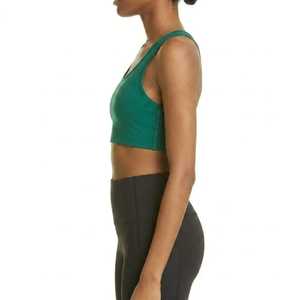 Sujetador deportivo verde liso para mujer, espalda cruzada, cuello redondo, soporte medio, transpirable, ropa deportiva de yoga, diseño sin costuras - Product Image 6