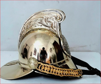 Casque de pompier antique en laiton, casque historique en laiton pour cosplay, accessoire de costume poli et électroplaqué