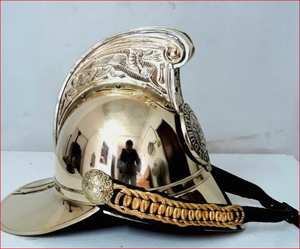 Casque de pompier antique en laiton, casque historique en laiton pour cosplay, accessoire de costume poli et électroplaqué - Product Image 6
