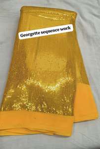 Party Wear Heavy <b>Red</b> Georgette Fabric With All Over Dense Sequence Embroidery For Designer Sarees, Gowns And <b>Lehengas</b> By Fabric - Product Image 5