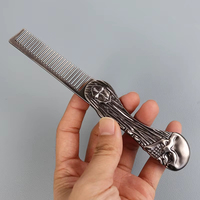 Peigne à barbe en acier inoxydable de haute qualité, 1 pièce, format de poche portable, service OEM personnalisable, toutes couleurs, outil de coiffage texturé