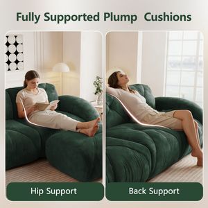 Divano Imbottito Senza Struttura in Velluto Morbido 140 cm, Spugna ad Alta Densità 32D, Design Ergonomico, Nessun Montaggio Richiesto per Soggiorno - Product Image 5