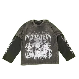 T-shirt à manches longues 100% coton double épaisseur pour hommes grande taille prix de gros personnalisé surdimensionné haute qualité logo imprimé - Product Image 6