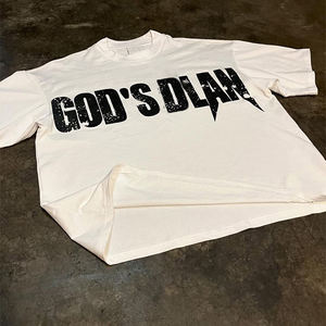 T-shirt décontracté blanc à manches courtes pour homme Gods Dlan, coupe classique, col rond, 100 % coton tricoté, anti-plis - Product Image 2