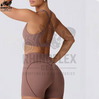 Ensemble décontracté taille haute élastique pour femme : haut blazer en toile unie et short, personnalisable avec logo, en polyester, idéal pour le yoga